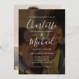 Elegant 2 Foto Namnteckning skript Bröllop Inbjudningar