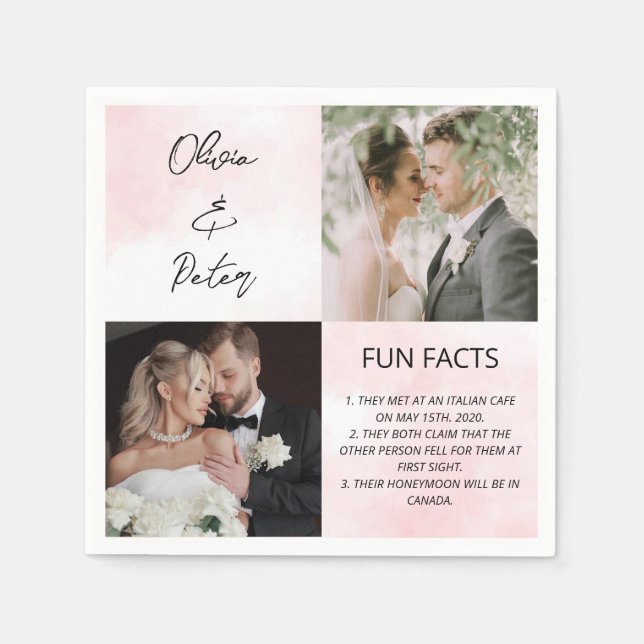 Elegant 2 Fotoenkla par Roligtar Bröllop Pappersservett (Framsidan)