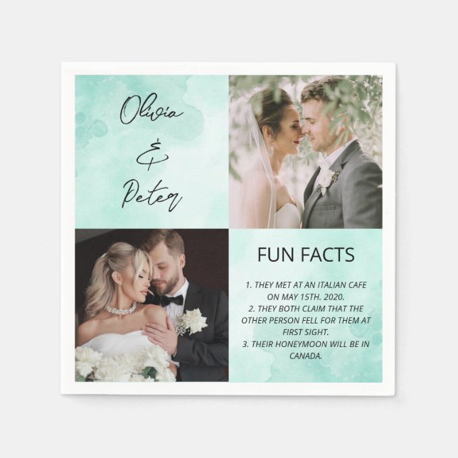 Elegant 2 Fotoenkla par Roligtar Bröllop Pappersservett (Framsidan)