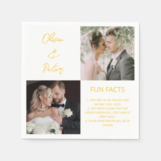 Elegant 2 Fotoenkla par Roligtar Bröllop Pappersservett (Framsidan)