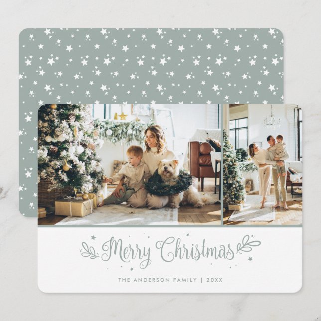 Elegant 2 God jul-fotokalligrafi Julkort (Fram/baksida)