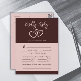 Elegant 2 hjärtan Sienna röd meny val RSVP-kort