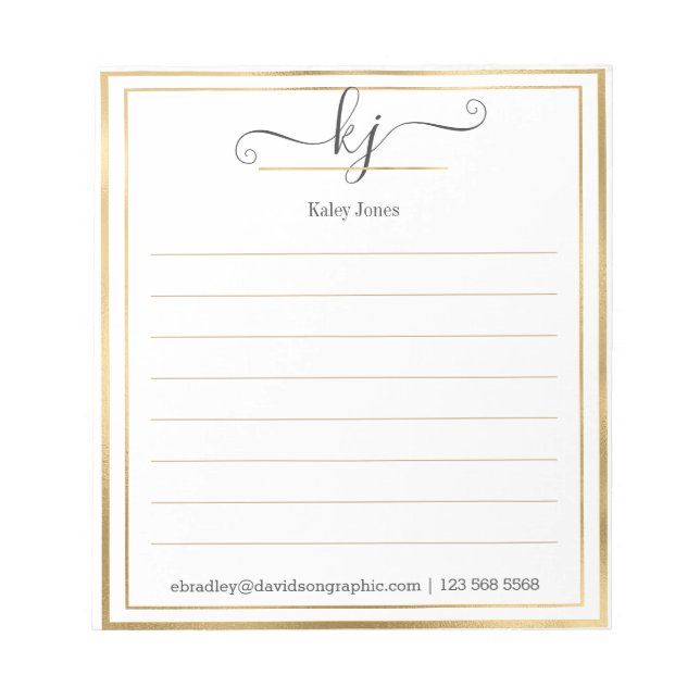 Elegant 2 Monogram-skript från skrivbordet i Anteckningsblock (Framsida)