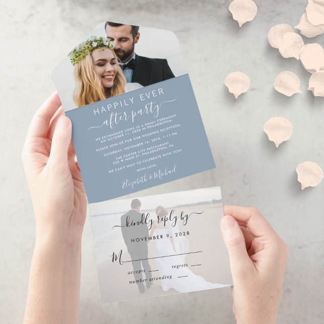 Elegant 2 Photo Dusty Blue Wedding Reception (Skapare uppladdad)