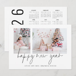 Elegant 2 Photo Gott nytt år 2026-kalender Julkort