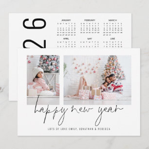 Elegant 2 Photo Gott nytt år 2026-kalender Julkort