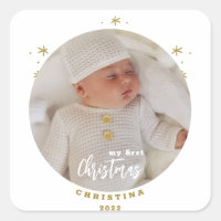 Elegant 2-sidig Min Första Jul Babys Foto