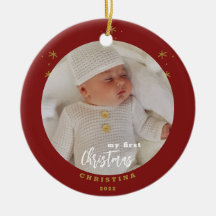 Elegant 2-sidig Min Första Jul Babys Fotografi