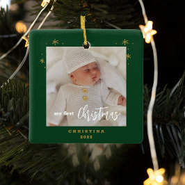 Elegant 2-sidig min första julfotboll Baby Julgransprydnad Keramik