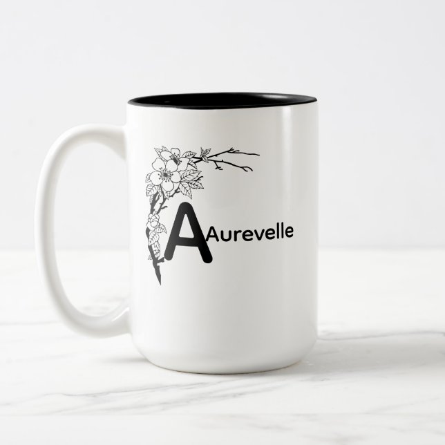 Elegant 2Tone Mugg med Aurevelle Blommigt Design (Vänster)