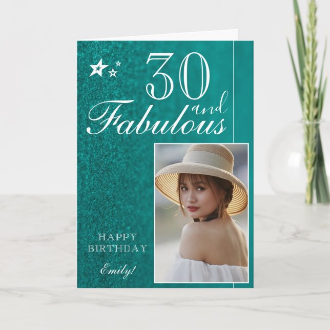 Elegant 30-års födelsedags fotomall | Anpassningsb Kort (Framsida)
