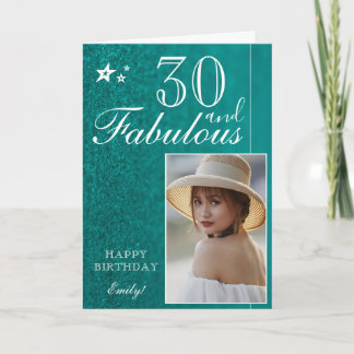 Elegant 30-års födelsedags fotomall | Anpassningsb Kort