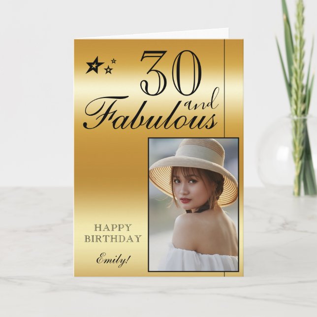 Elegant 30-års födelsedags fotomall | Anpassningsb Kort (Framsida)
