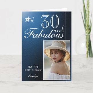 Elegant 30-års födelsedags fotomall | Anpassningsb Kort