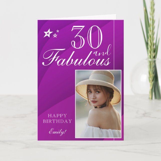 Elegant 30-års födelsedags fotomall | Anpassningsb Kort (Framsida)