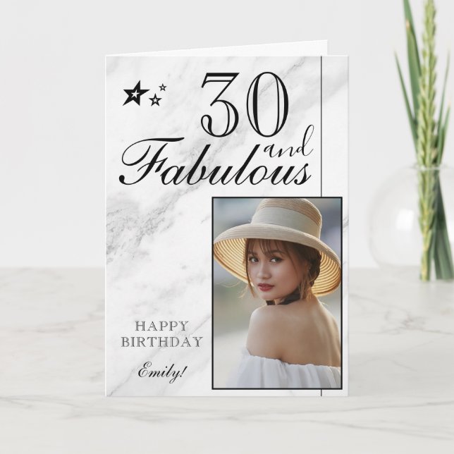 Elegant 30-års födelsedags fotomall | Anpassningsb Kort (Framsida)