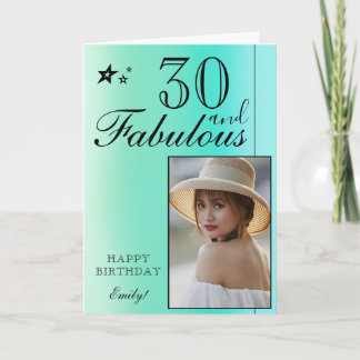 Elegant 30-års födelsedags fotomall | Anpassningsb Kort