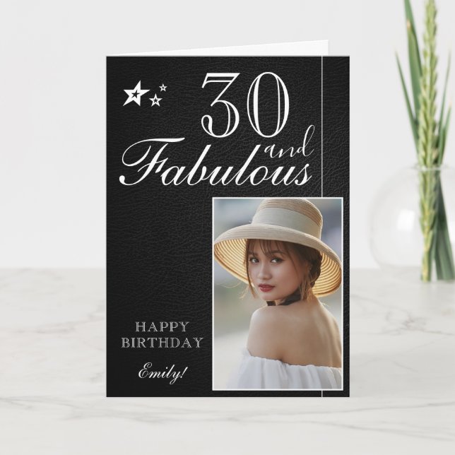Elegant 30-års födelsedags fotomall | Anpassningsb Kort (Framsida)