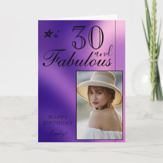 Elegant 30-års födelsedags fotomall | Anpassningsb Kort