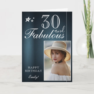 Elegant 30-års födelsedags fotomall | Anpassningsb Kort