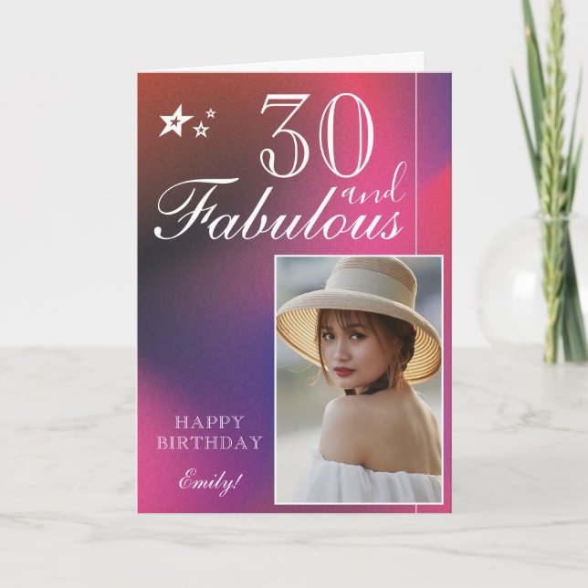 Elegant 30-års födelsedags fotomall | Anpassningsb Kort (Framsida)