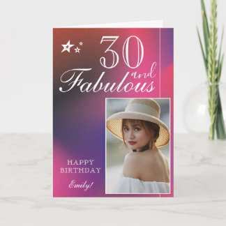 Elegant 30-års födelsedags fotomall | Anpassningsb Kort