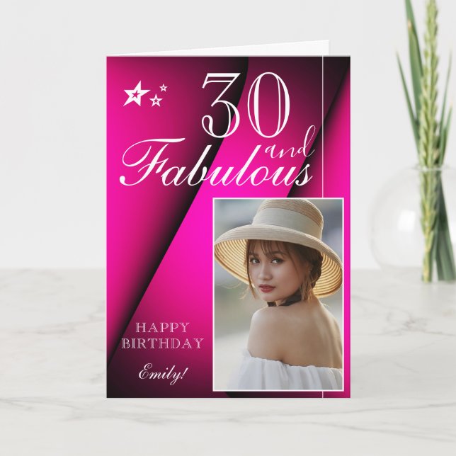 Elegant 30-års födelsedags fotomall | Anpassningsb Kort (Framsida)