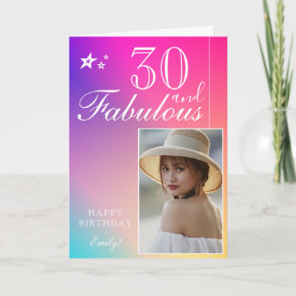Elegant 30-års födelsedags fotomall | Anpassningsb Kort