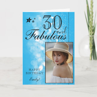 Elegant 30-års födelsedags fotomall | Anpassningsb Kort