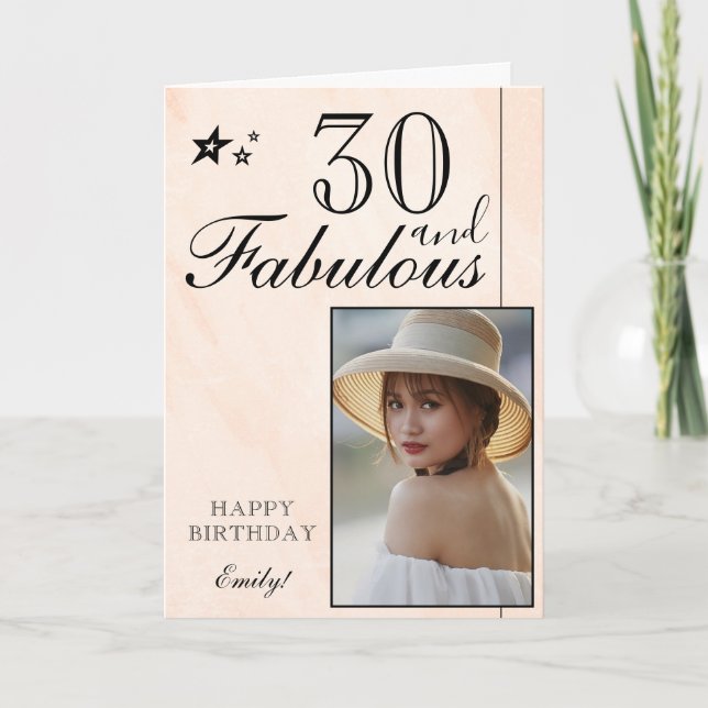 Elegant 30-års födelsedags fotomall | Anpassningsb Kort (Framsida)