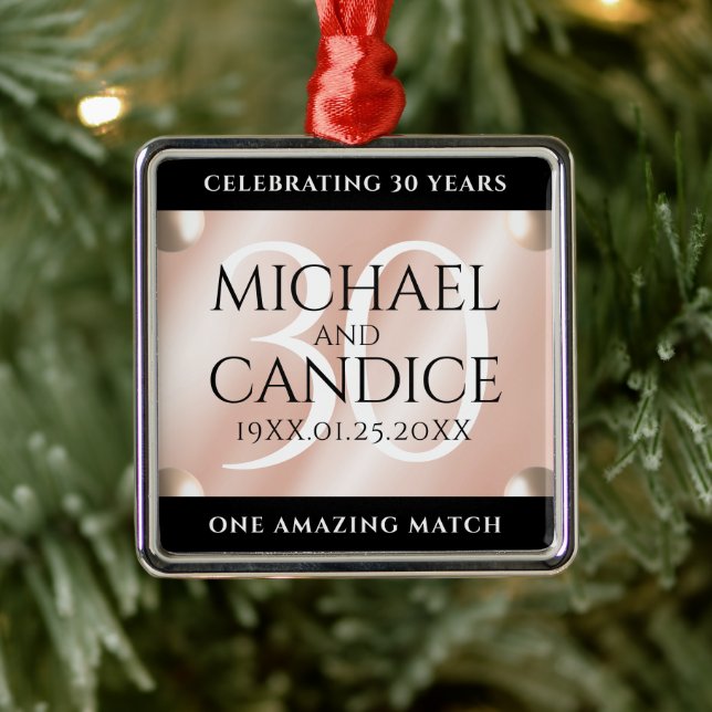 Elegant 30-års pärilhustru jubileumsfirande julgransprydnad metall (Träd)