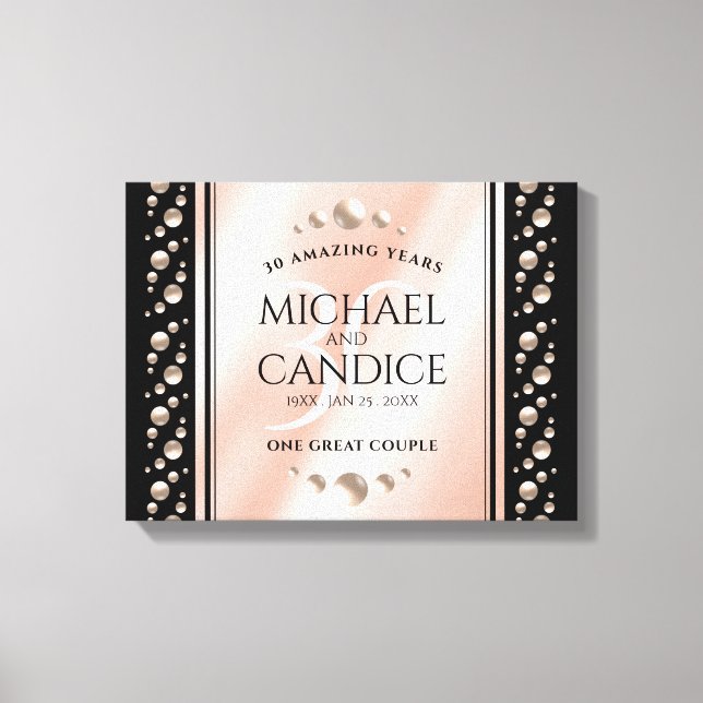 Elegant 30-års pärlbröllopsfirande canvastryck (Framsida)