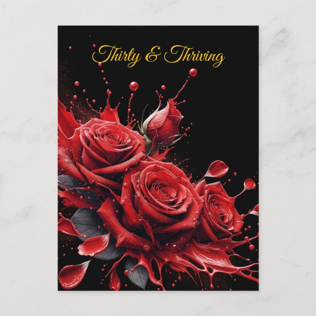 Elegant 30-årsdag - Rosor i blom Vykort (Framsida)