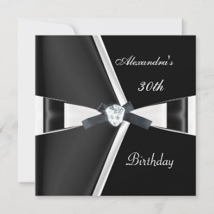 Elegant 30-årsdag Svart Vit Båge Inbjudningar