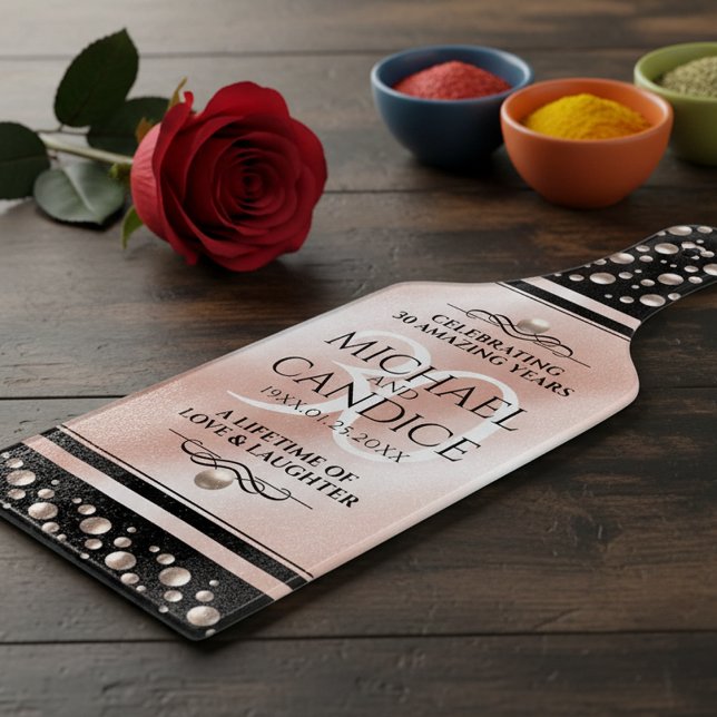 Elegant 30:e årsdagen för Pearl Bröllop Firande (30th Pearl Wedding Anniversary Paddle Cutting Board Cover Photo)