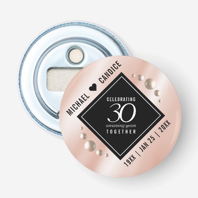 Elegant 30:e årsdagen för Pearl Bröllop Firande Flasköppnare (Framsidan)