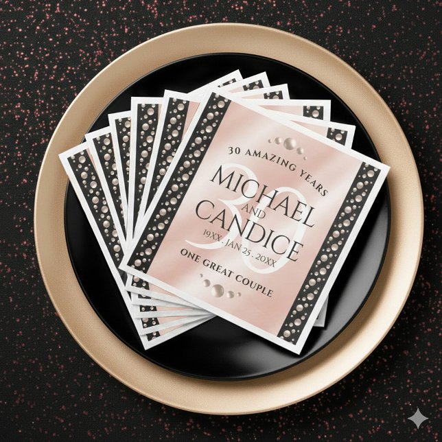 Elegant 30:e årsdagen för Pearl Bröllop Firande Pappersservett (Elegant 30th Pearl Wedding Anniversary Napkins Cover Photo)