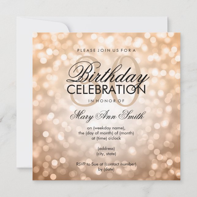Elegant-30års födelsedag-kopparfartyget Glitter Lj Inbjudningar (Framsida)