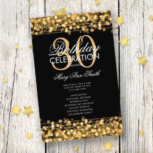 Elegant 30års födelsedag Party-programmet Guld w/M Flygblad