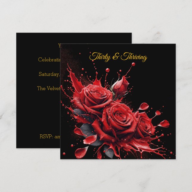 Elegant 30års födelsedag - Ro i Bloom Inbjudningar (Fram/baksida)