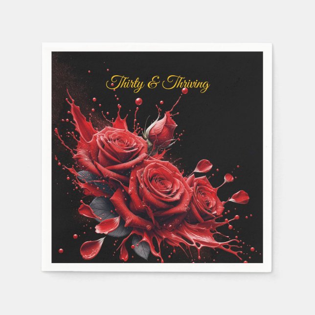 Elegant 30års födelsedag - Ro i Bloom Pappersservett (Framsidan)