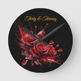 Elegant 30års födelsedag - Ro i Bloom Rund Klocka