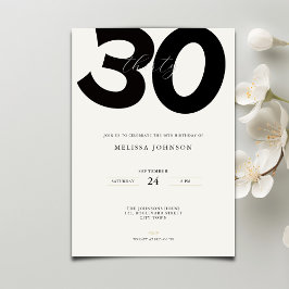 Elegant 30th Birthday Invitation - Minimal Style Inbjudningar