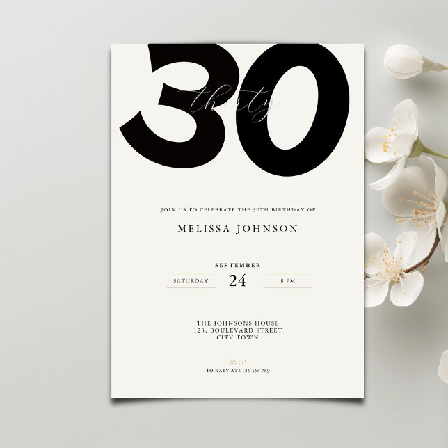 Elegant 30th Birthday Invitation - Minimal Style Inbjudningar (Skapare uppladdad)