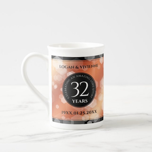 Elegant 32:a Bronze Bröllop-årsdagen Benporslin Mugg (Vänster)