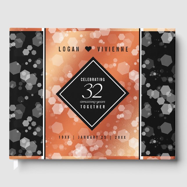 Elegant 32:a Bronze Bröllop-årsdagen Gästböcker (Framsida)
