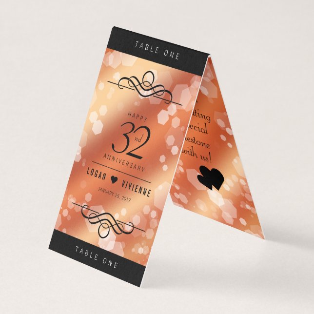 Elegant 32:a Bronze Bröllop-årsdagen Kort (Framsida)
