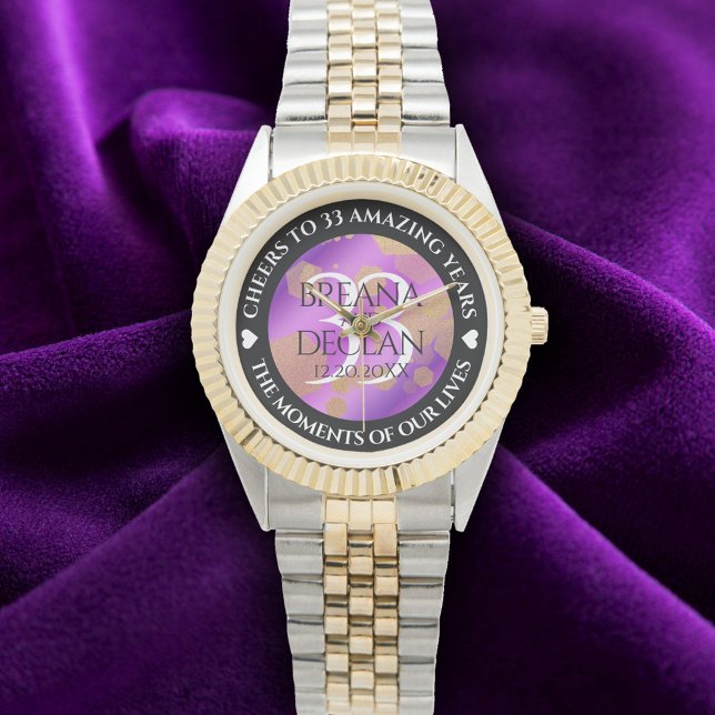 Elegant 33:e Amethyst Bröllop-årsdagen Armbandsur (Elegant 33rd Amethyst Wedding Anniversary Wristwatch Cover Photo)