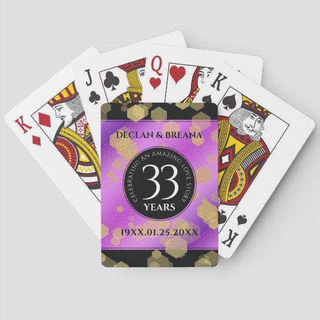 Elegant 33:e Amethyst Bröllop-årsdagen Casinokort (Baksidan)