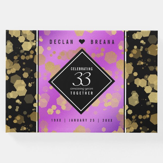 Elegant 33:e Amethyst Bröllop-årsdagen Gästböcker (Framsida)
